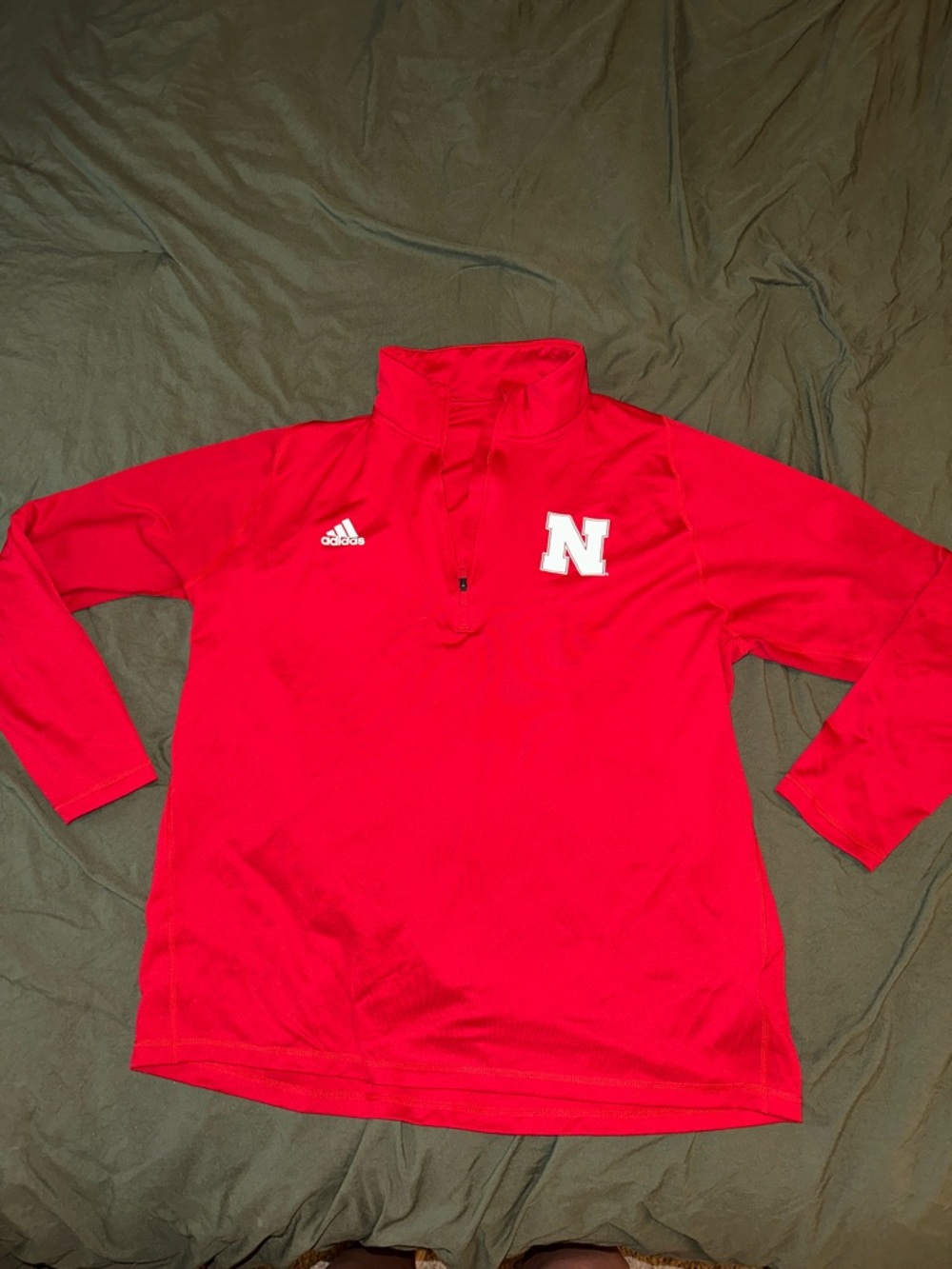 adidas Red Nebraska 'N' Half-Zip Pullover